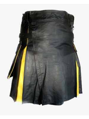 Amazing Black & Yellow Hybrid Leather Kilt