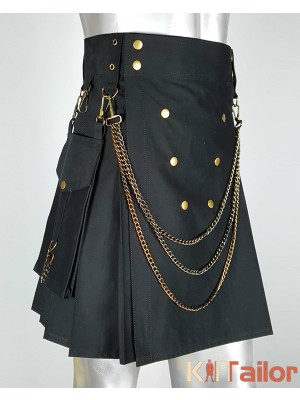 Black Fashion Utility Kilt Custom Made