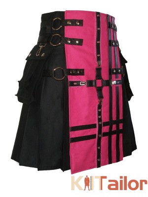 Pink & Black Fashion Utility Kilt