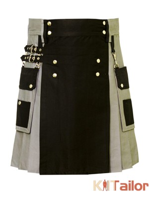 Utility Kilt Gray With Black Apron Custom Made 